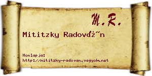 Mititzky Radován névjegykártya